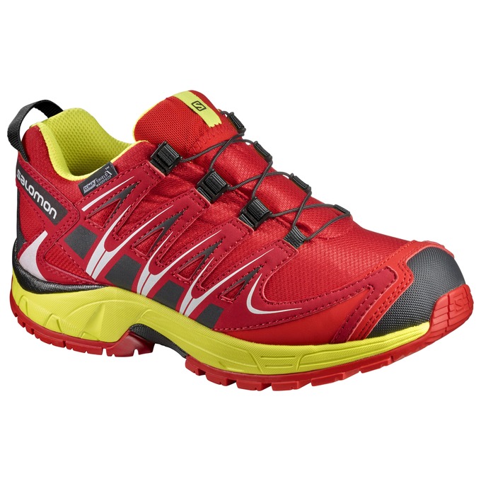 Chaussures De Trail Running Salomon Enfant Rouge / Jaune - Salomon XA PRO 3D CSWP J - France (6283-H